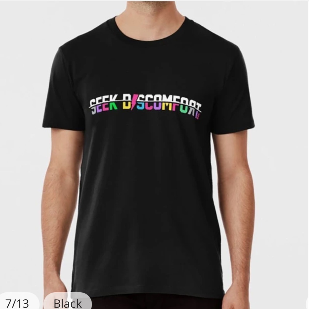 Seek Discomfort Yes Theory Merch YouTube Black Small Graphic Tshirt inspiring